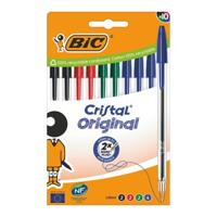 Set Balpennen Bic Cristal Blauw Zwart Rood Groen (10 Stuks)