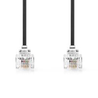 Nedis Telecomkabel | RJ11 Male | RJ11 Male | 2.00 m | Kabel design: Plat | Connectorplating: Goud Verguld | Kabeltype: RJ11 | Zwart - TCGL90200BK20