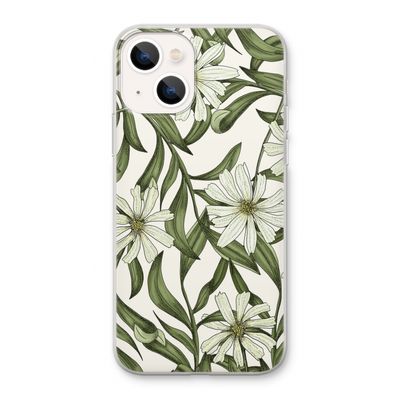 Wit bloemenpatroon: iPhone 13 Transparant Hoesje