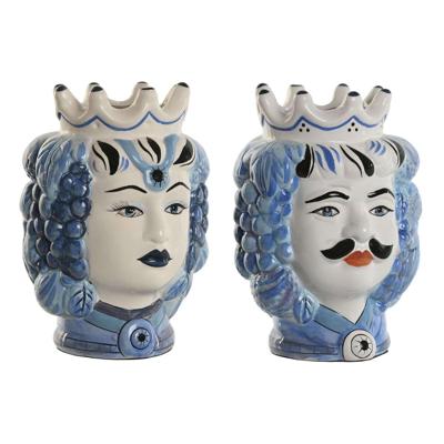 Grondlegger Home ESPRIT Blauw Wit Porselein 15 x 15 x 26 cm