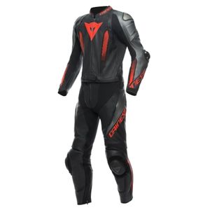 DAINESE Laguna Seca 5, 2-delig motorpak, Zwart-Antraciet-Fluo Rood