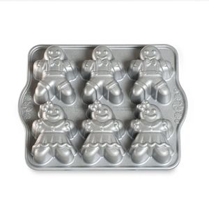 Nordic Ware - Bakvorm ""Gingerbread Kids Cakelet Pan"" - Nordic Ware Sparkling Silver Holiday