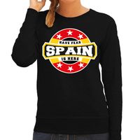 Have fear Spain is here sweater t / Spanje supporters sweater zwart voor dames - thumbnail