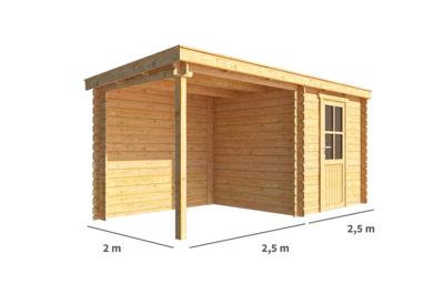 Blokhut met overkapping Els 500 cm bij 200 cm diep Lessenaarsdak - Warentuin collection