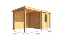 Blokhut met overkapping Els 500 cm bij 200 cm diep Lessenaarsdak - Warentuin collection