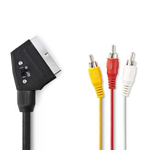 Schakelbare SCART-Kabel | SCART Male - 3x RCA Male | 2,0 m | Zwart