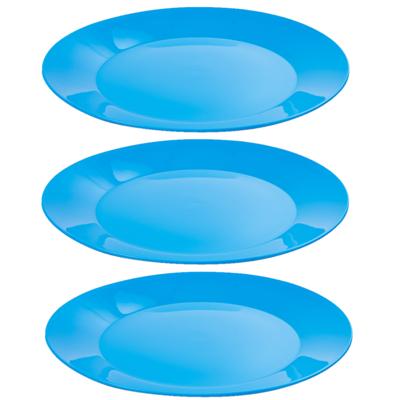 Ontbijtbordjes - 9x st - blauw - 21 cm - hard kunststof - dinerborden - camping bordjes