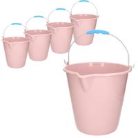 Plasticforte Emmer - 5x stuks - met schenktuit - 12L - oud roze - schoonmaakemmer