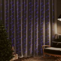 VidaXL Lichtsnoergordijn met 300 led&apos;s en 8 functies 3x3 m blauw