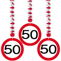 Rotorspiralen 50 jaar - 3x - verkeersborden - folie/karton - 50e verjaardag/jubileum