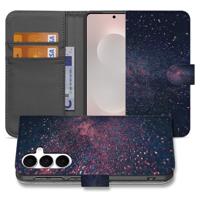 Samsung Galaxy S25 FE | Book Case | Stars Paars Blauw Glitter Hoesje Met 3 Pasjes