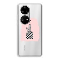 Zwart-wit cactus: Huawei P50 Pro Transparant Hoesje