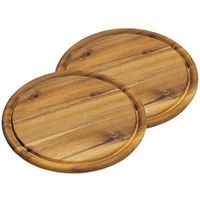 3x stuks houten broodplanken/serveerplanken rond met sapgroef 25 cm - thumbnail