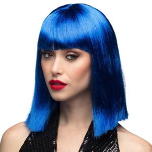 Verkleedpruik dames - blauw - Cabaret/Hollywood/Diva - Carnaval - half lang chique haar