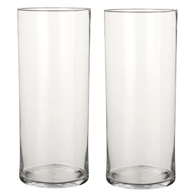 2x Glazen cilinder vaas/vazen 48 cm rond