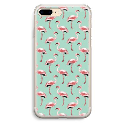 Flamingoprint groen: iPhone 7 Plus Transparant Hoesje