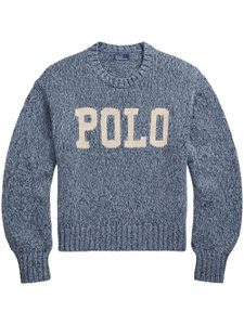 Polo Ralph Lauren sweat chiné à logo en intarsia - Bleu