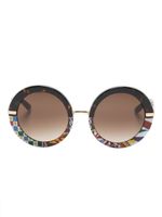 Dolce & Gabbana Eyewear lunettes de soleil rondes à fleurs - Marron