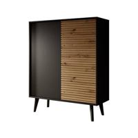 Meubella Dressoir Palladium - Eiken - Zwart - 104 cm - Hoog - thumbnail