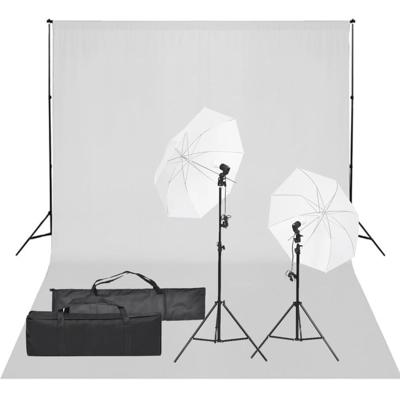 Fotostudioset met verlichtingsset en achtergrond
