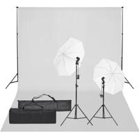 Fotostudioset met verlichtingsset en achtergrond