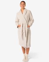 HEMA Dames badjas rib fleece beige (beige) - thumbnail