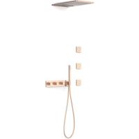 Regendouche set Tres B-System | Inbouw | Thermostaatkraan | 4-weg | Rechthoekig | 24k Rose goud mat