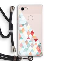Gekleurde driehoekjes pastel: Pixel 3 Transparant Hoesje met koord