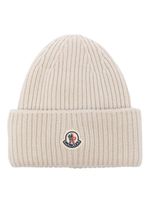 Moncler bonnet nervuré à patch logo - Tons neutres - thumbnail