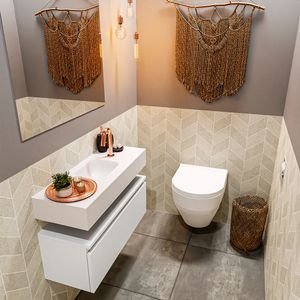 MONDIAZ ANDOR 80cm toiletmeubel talc. LEX 80cm wastafel talc midden 1 kraangat