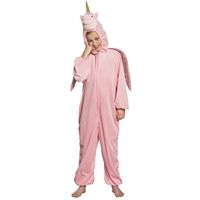 Eenhoorn dieren onesie/kostuum voor kinderen roze 140  - - thumbnail