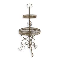 A 2-TIER ROUND IRON ETAGÈRE - BROWN