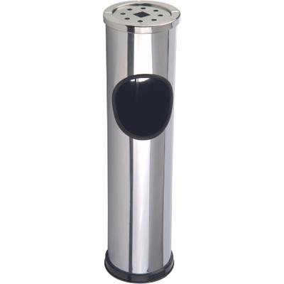 Staande terras asbak - met uitneembare afvalbak - RVS - zilver - 15 x 56 cm