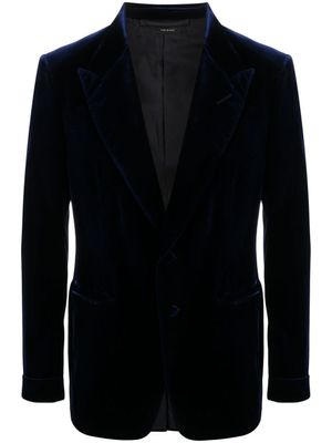 TOM FORD blazer en velours à boutonnière - Bleu