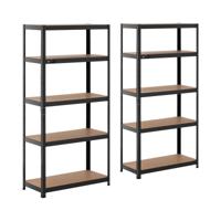 Stellingkast - 90 x 40 x 180 cm - voor 5 x 175 kg - Zwart - 2 st.