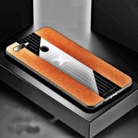 Voor OPPO A7 XINLI stiksels doek Textue schokbestendig TPU beschermhoes (bruin)