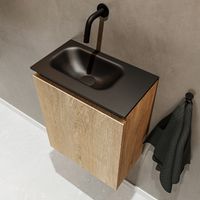 Mondiaz Ture 40cm toiletmeubel washed oak met wastafel urban links geen kraangat - thumbnail