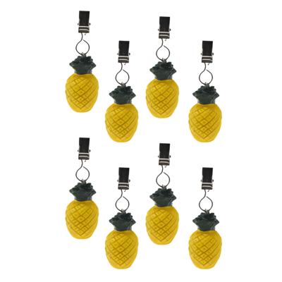 Excellent Houseware Tafelkleedgewichtjes/hangers - 8x - ananas - kunststeen - geel