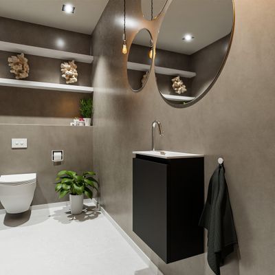 Toiletmeubel Mondiaz Ture | 40 cm | Meubelkleur Urban | Eden wastafel Talc Rechts | 1 kraangat
