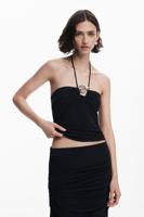 T-shirt met metalen applicatie - BLACK - S