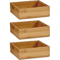 3x Stuks Kast/lade/make-up organizers bamboe hout bakje 15 x 15 x 5 cm - thumbnail