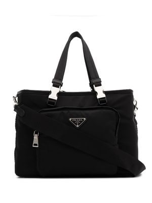 Prada sac pour animaux Re-Nylon à plaque logo - Noir
