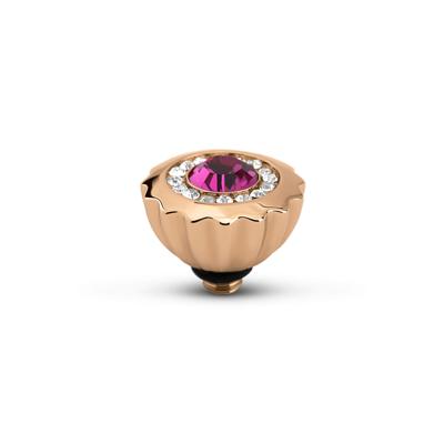Melano Twisted Ribbed CZ Steentje Fuchsia Rosé