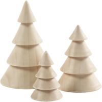 Creativ Company Kerstbomen van hout, h: 5+7,5+10 cm, d 3,5+5,4+6,7 cm, 3 stuk/ 1 doos