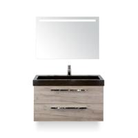 Seville Badmeubelset 100 cm - Craft Oak - Wastafel Lucca 1 kraangat - met Sence Spiegel