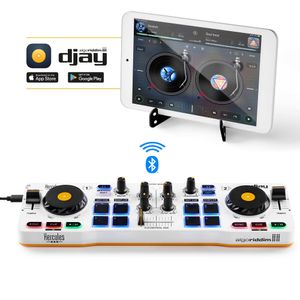 Hercules DJControl Control MIX Bluetooth Pour Smartphone et tablettes ( Andoid e 2 kanalen Zwart, Wit, Geel