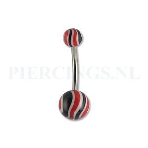 Navelpiercing gegolfd zwart-rood