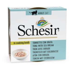 Schesir in Bouillon Tonijn/Zeebrasem natvoer kat 70gr