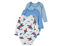 lupilu 3 baby rompers (Blauw/Wit, 62/68)