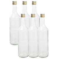 18x Stuks Diy glazen cadeau/decoratie flesjes 1000ml/1ltr met dop 8,5 x 31 cm